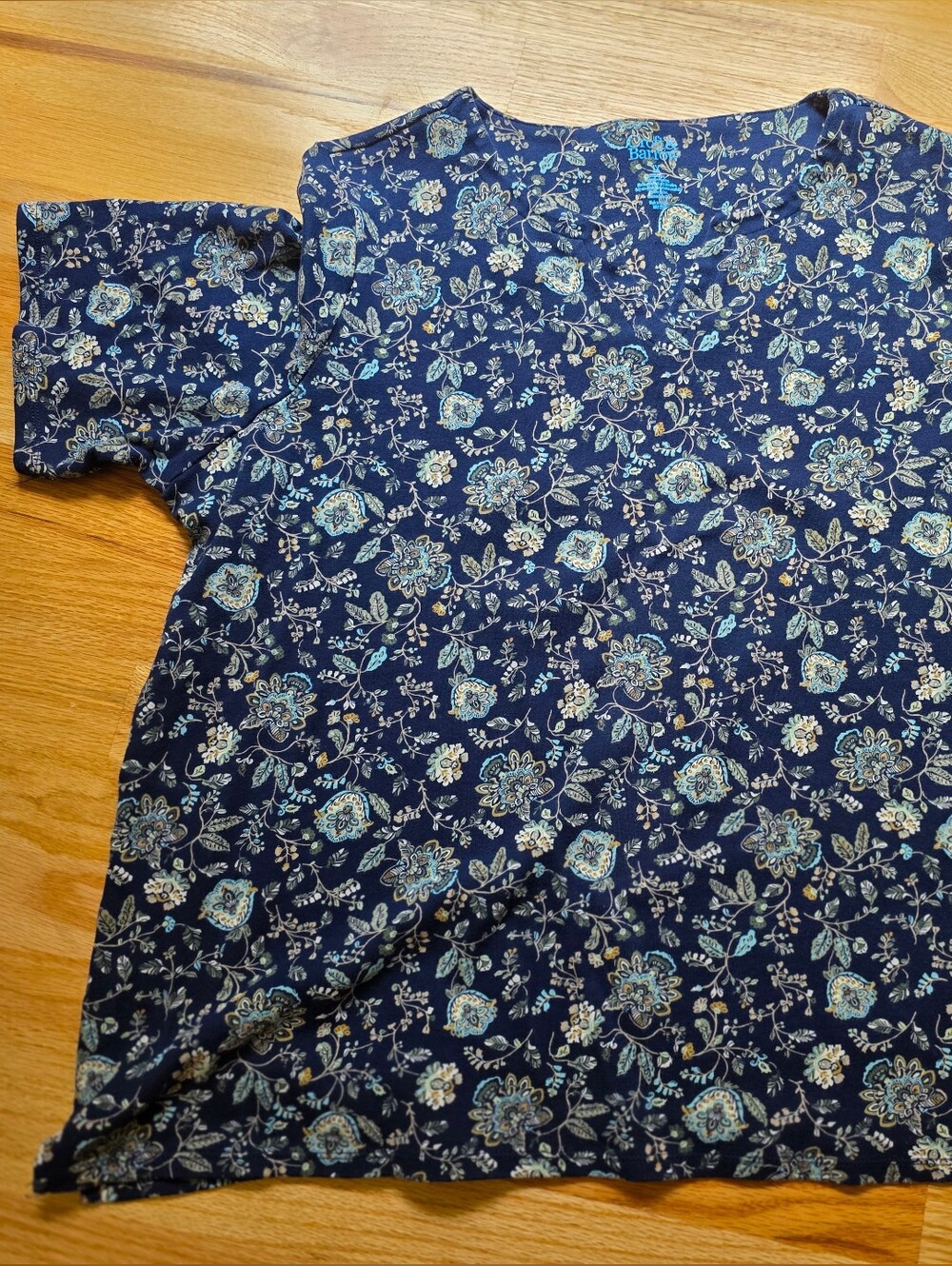 Womens Croft And Barrow Navy Floral Short-Sleeve Shirt  1X
